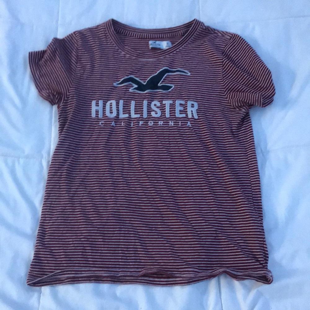 Hollister red and white shirt